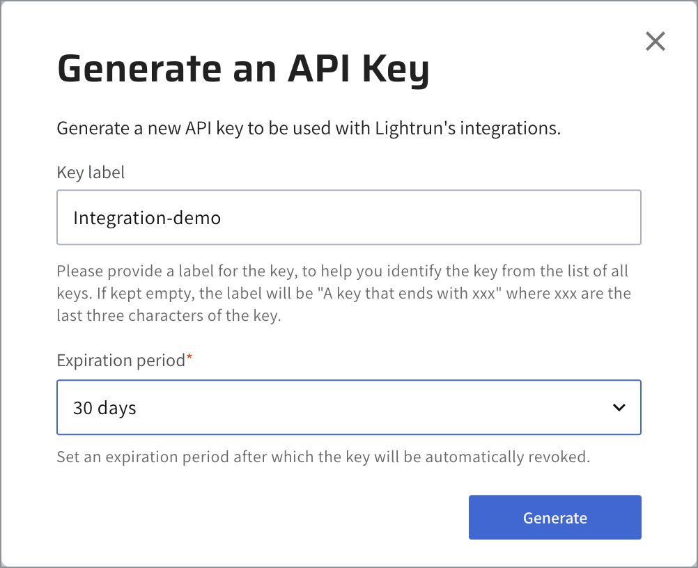 Generate an API Key --half