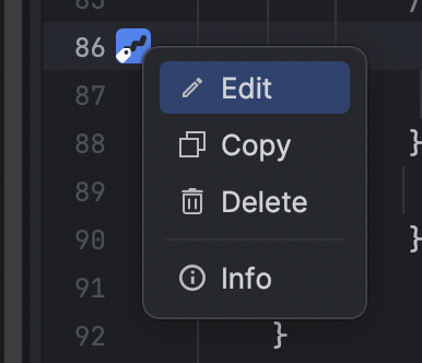 Metric actions menu -third