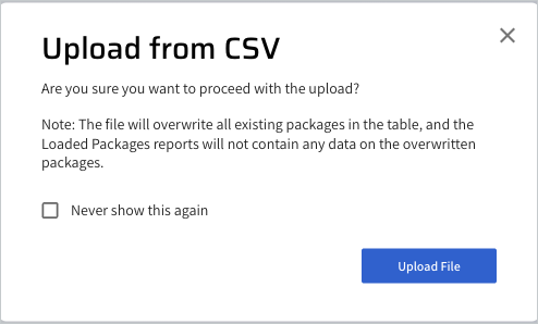 Upload from CSV dialog