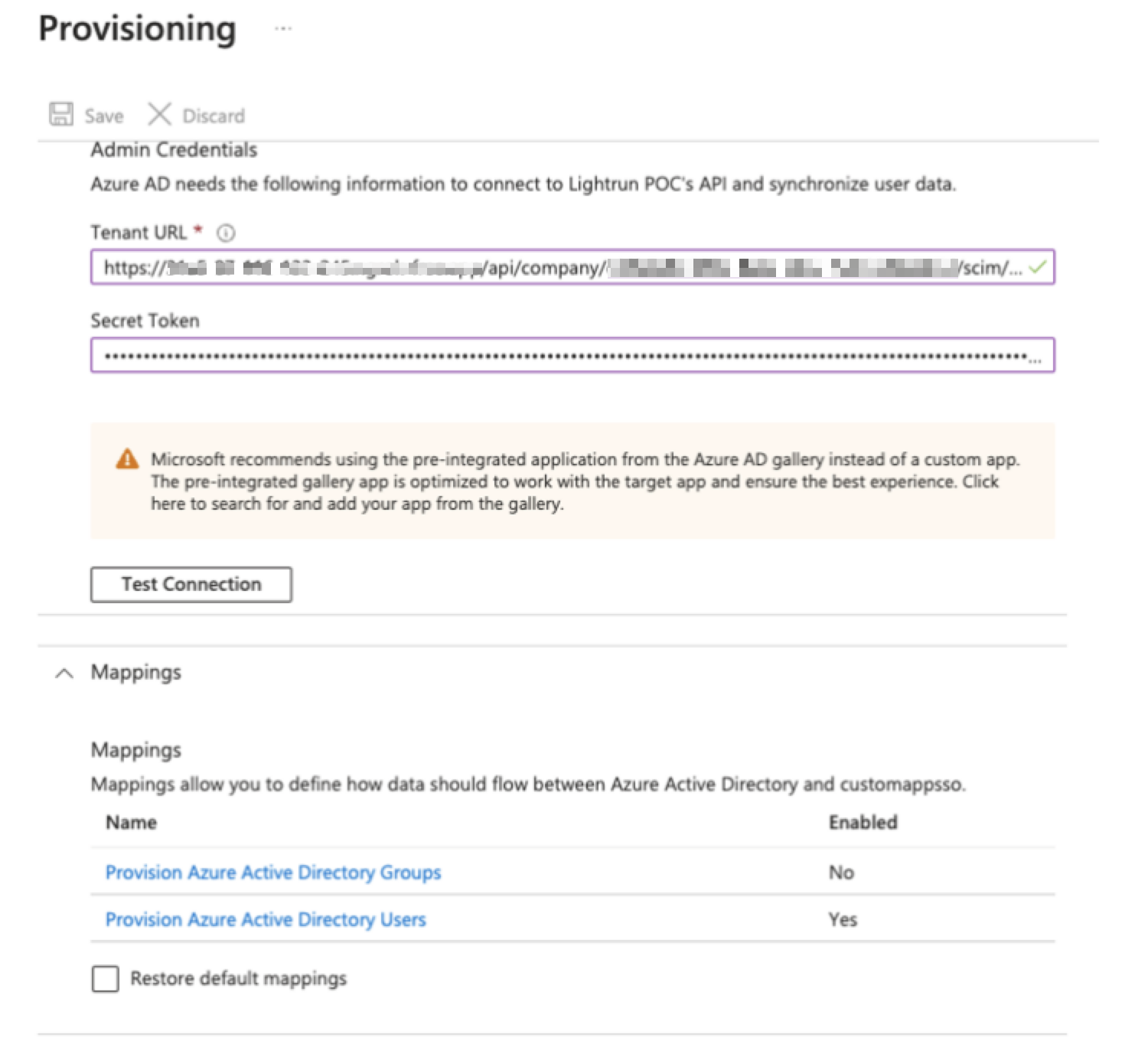 Provisioning setup