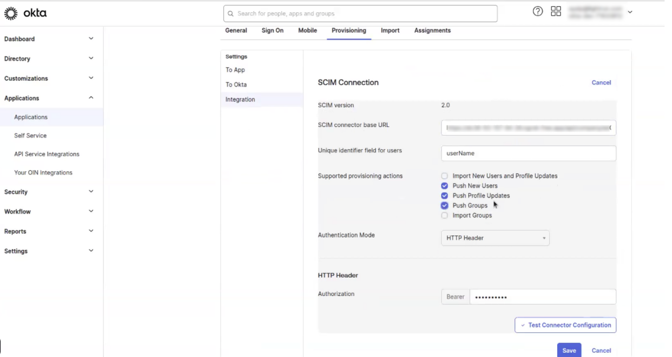 SCIM Okta Setup Connection