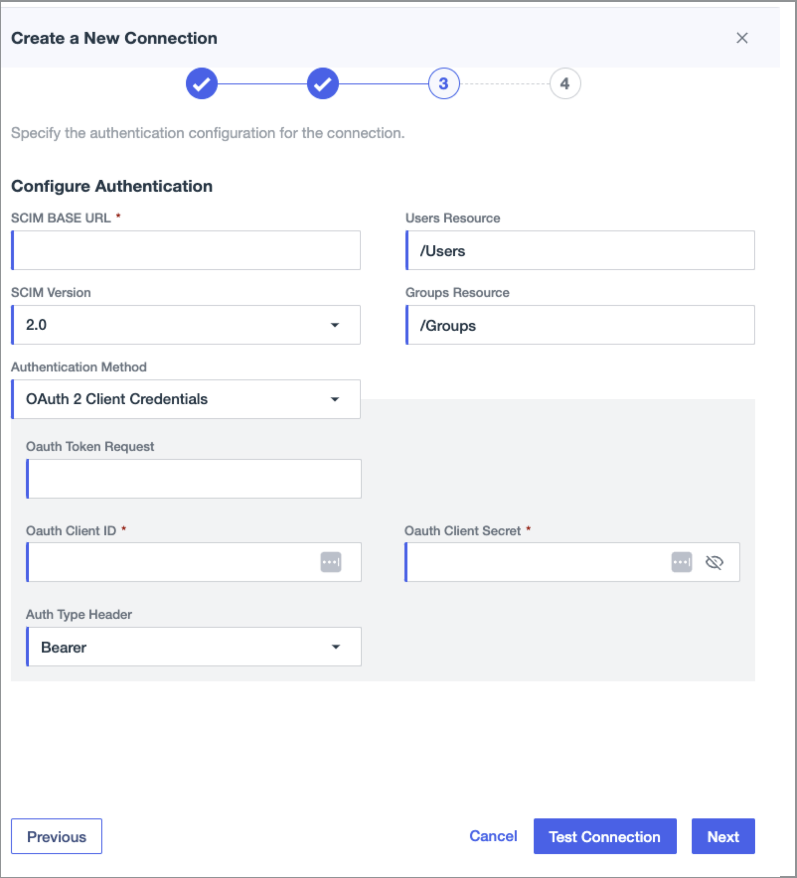 scim ping configure OAuth authenication --half