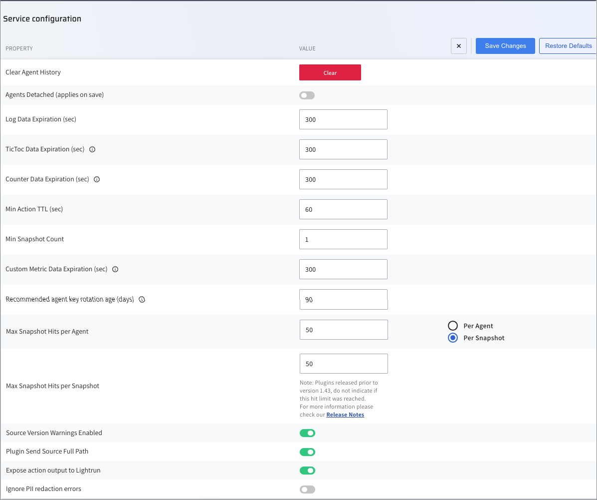 Service configuration