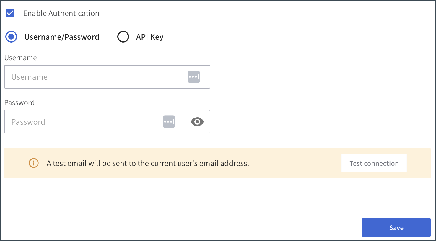 smtp username/password authentication --half