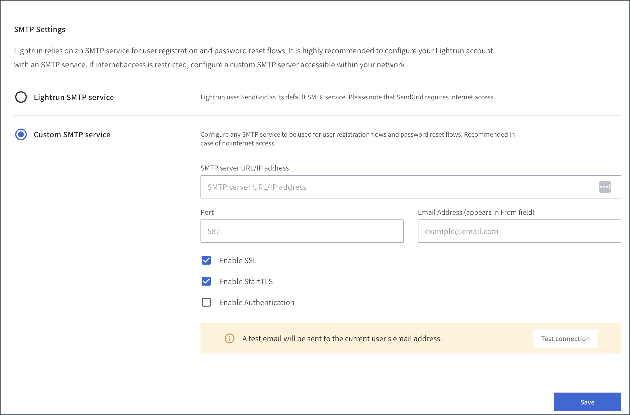 SMTP Custom Settings --half