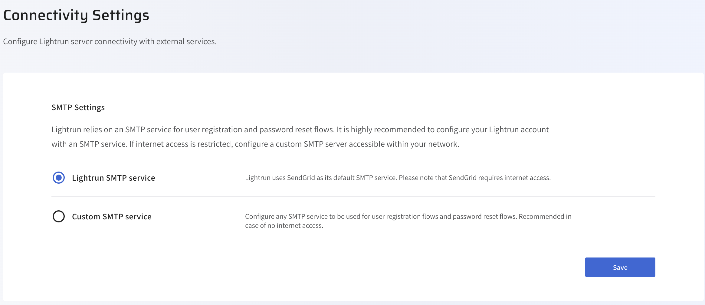 SMTP Connectivty Settings