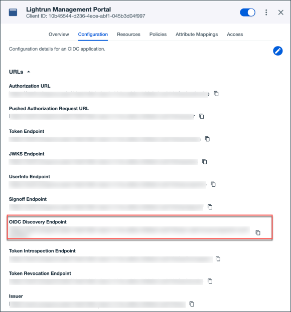 Ping Configuration page