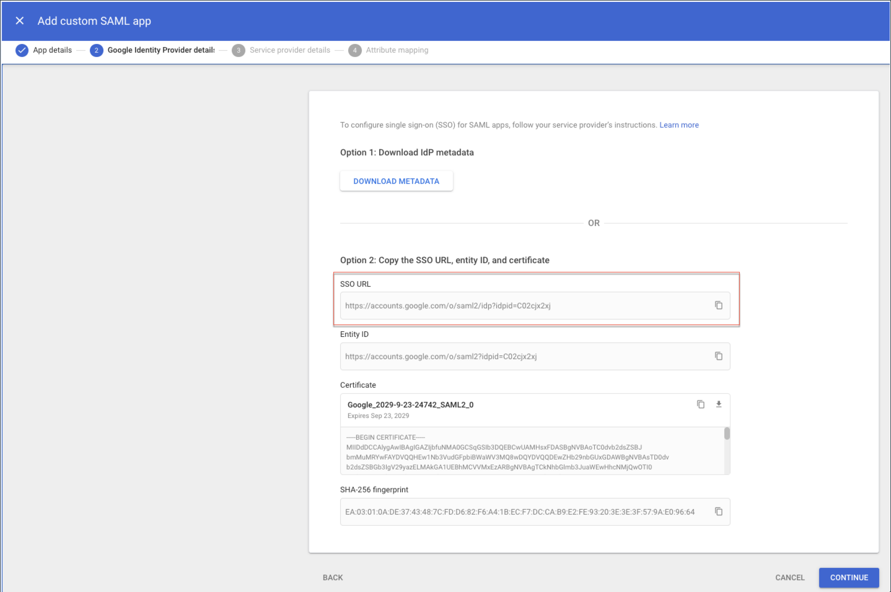 Google identity provider details --half