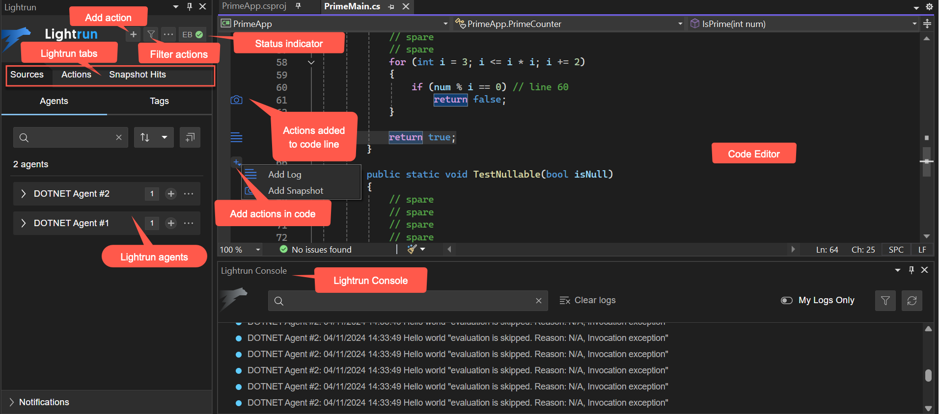 Lightrun plugin layout